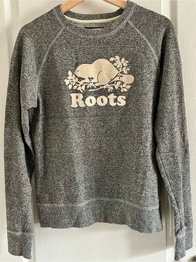 ROOTS Canada Grey Crewneck Sweatshirt Logo Pullover Women’s Small